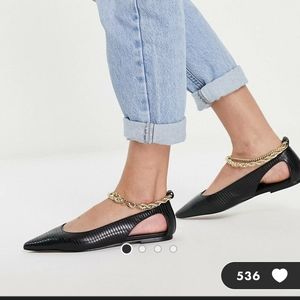 ASOS embossed faux leather flats